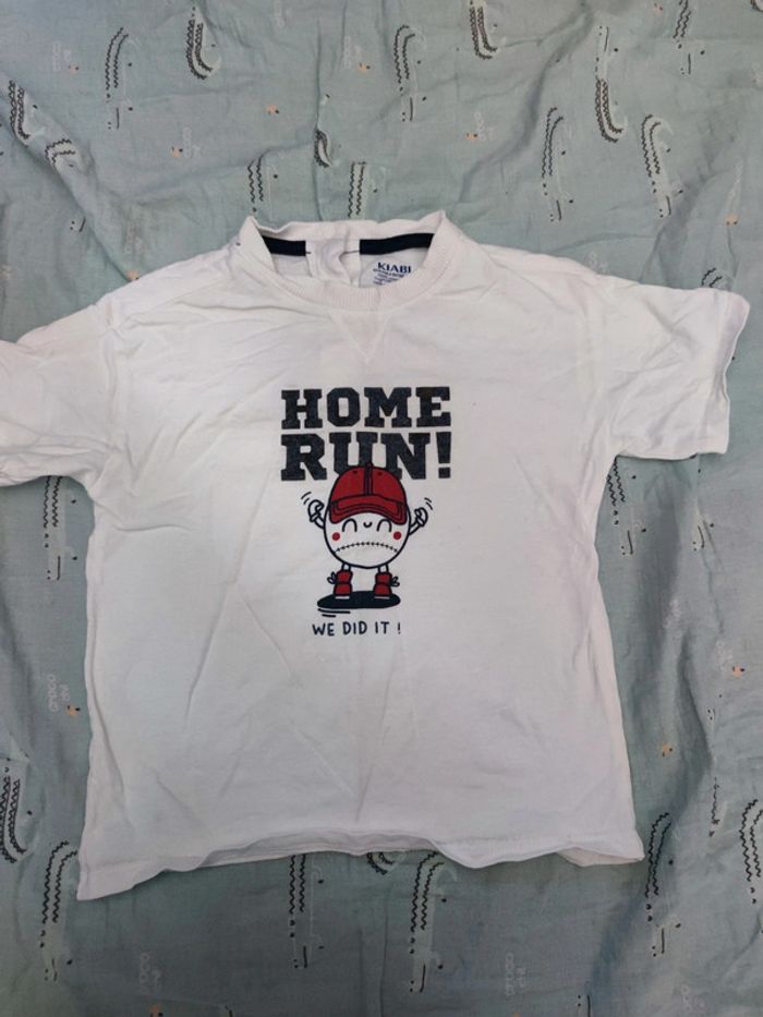 T-shirt blanc baseball home run T.24 mois