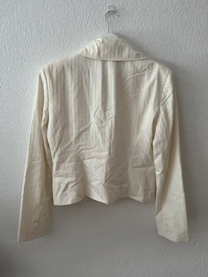 Veste blazer femme Camaïeu écru rayé - Taille 40 - photo numéro 2