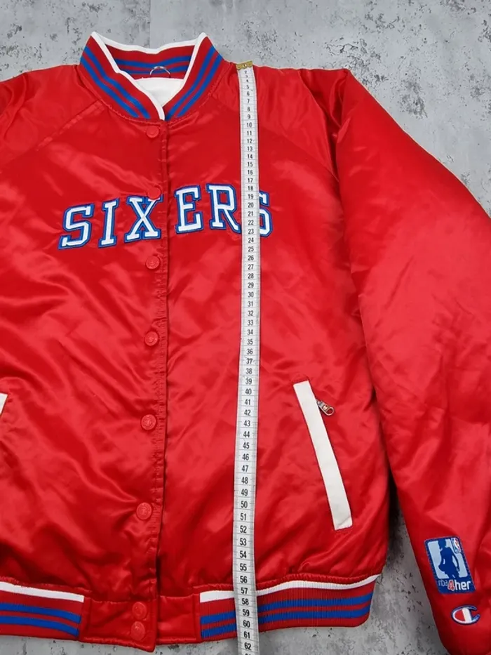 Veste Collège Satinée Rouge Champion Sixers – Taille L Femme (mesures en photos) - photo numéro 9