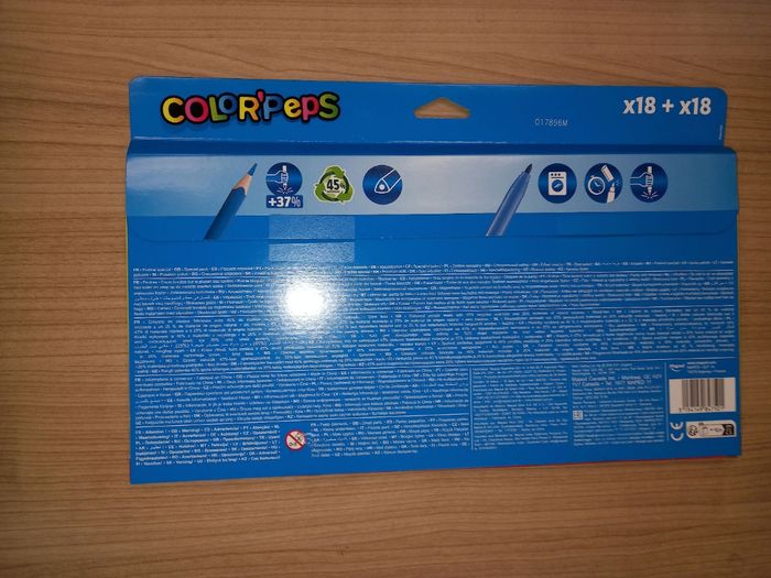 Lot 18 crayons de couleur + 18 feutres MAPED - photo numéro 2