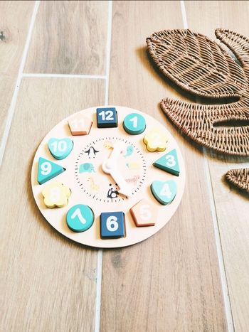 🕒Jeu d'apprentissage - Horloge puzzle 2 en 1 en bois - Vertbaudet 