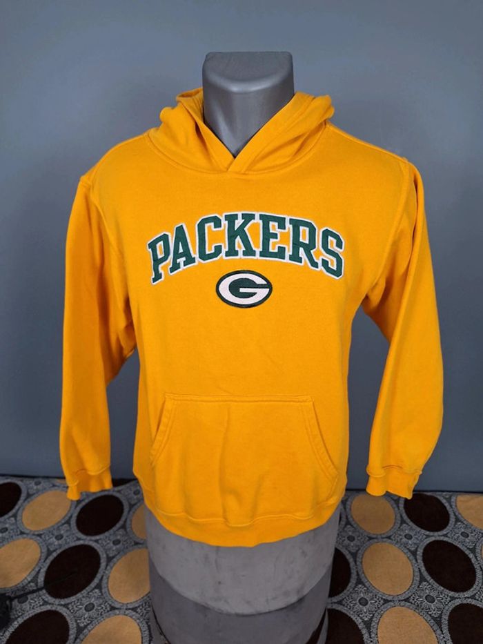 sweat a capuche / Hoodie nfl - taille 14- 16 ans - enfant - jaune brodé / packers (387) - photo numéro 2