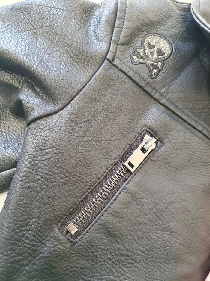 Veste rock en simili cuir noir fille taille 6 ans - photo numéro 8