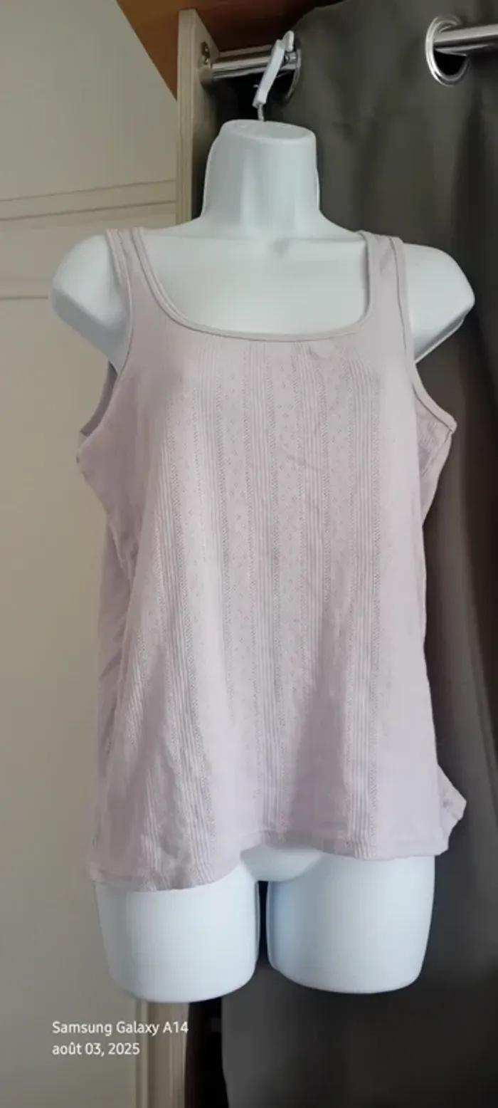 Débardeur en coton motif rayures losanges ajouré mauve femme 42/44 edeis la redoute - photo numéro 10