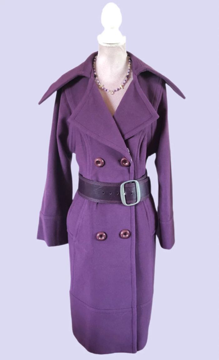 💜Superbe manteau long laine cachemire mauve neuf avec étiquette vintage 00s wool cashmere coat💜 - photo numéro 10