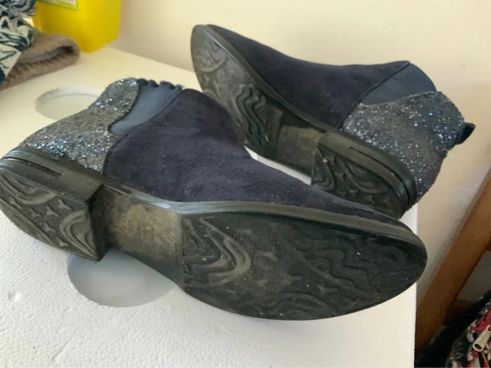 Bottines velours bleu marine - photo numéro 4
