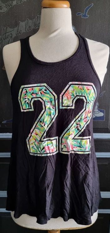 Débardeur noir motifs tropical taille S