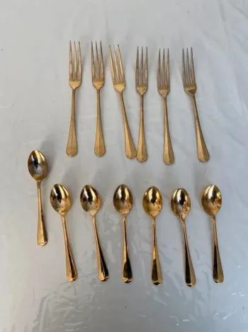 Lot de 13 Couverts Dorés Oxford Hall - Design Vintage Japon