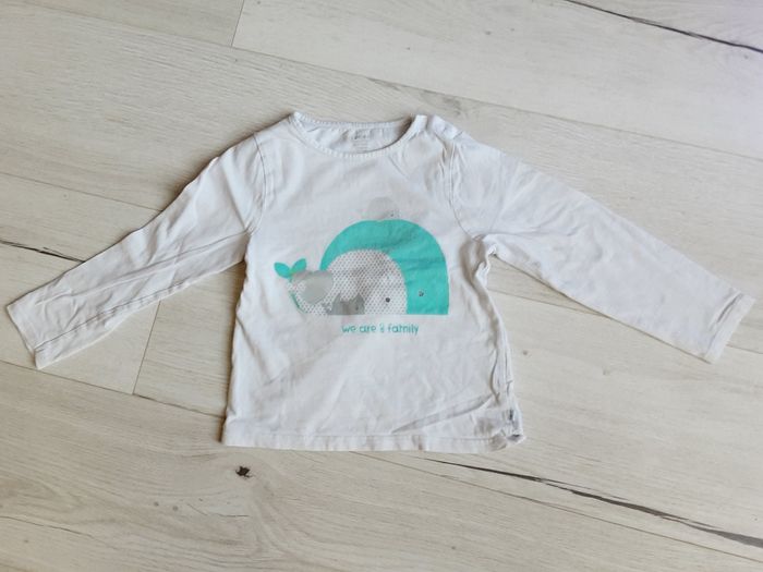 Vêtement mixte fille garçon tee-shirt manches longues baleine Obaïbi 3 ans