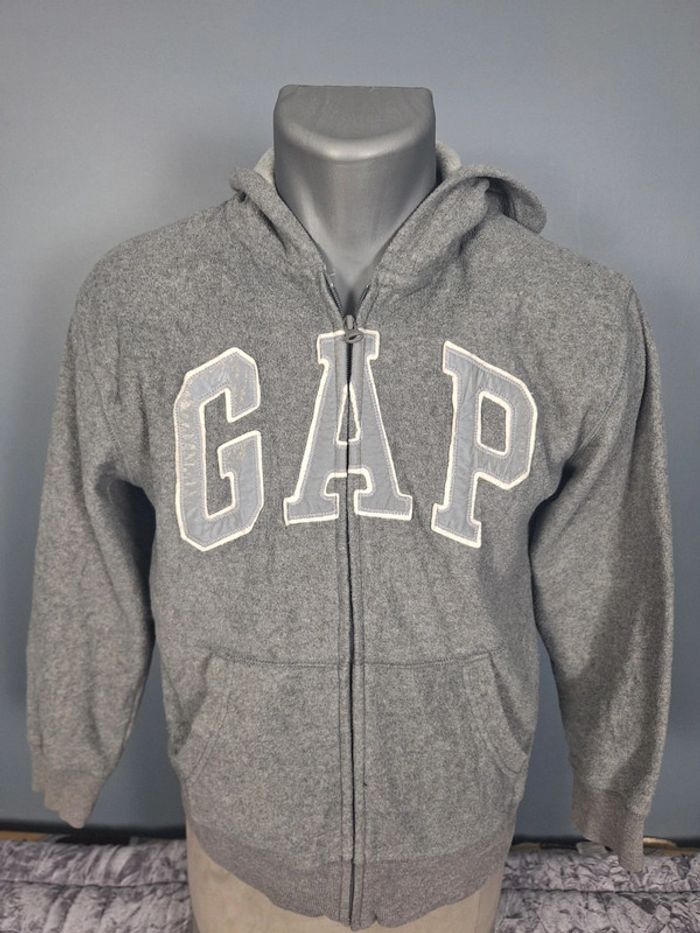 sweat a capuche / Hoodie - taille enfant 10/12 ans - gris / brodé 253