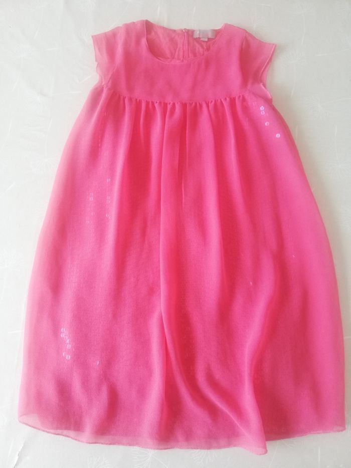 Robe manches courtes rose avec doublure sequins Lisa Rose 10 ans