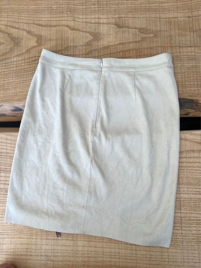 Mini Jupe beige moulante S 36 crème / beige marque la vila fermeture - photo numéro 4
