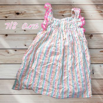 🌈🌸 robe rayée pastel – fraîche & légère – 7/8 ans 🌸🌈