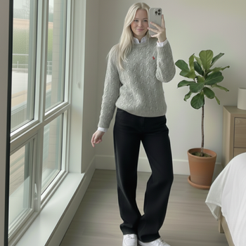 Beau pull Ralph Lauren torsadé - Gris - Taille M