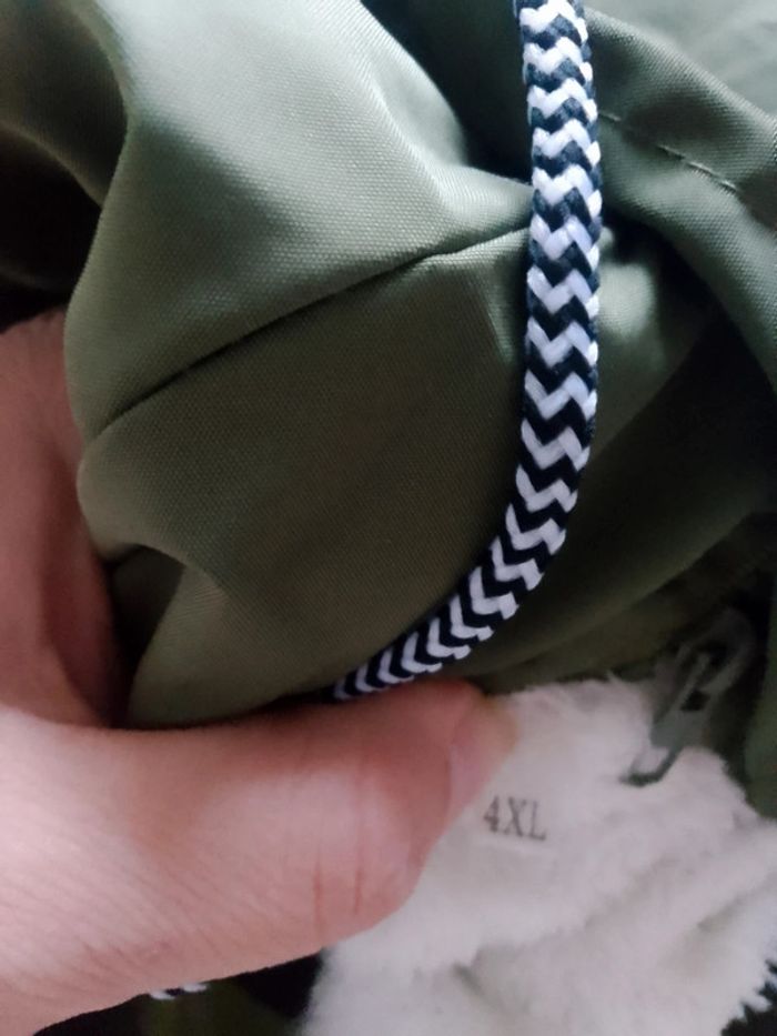 Manteau de pluie/ veste imperméable doublée en polaire à capuche vert kaki taille 4XL - photo numéro 5