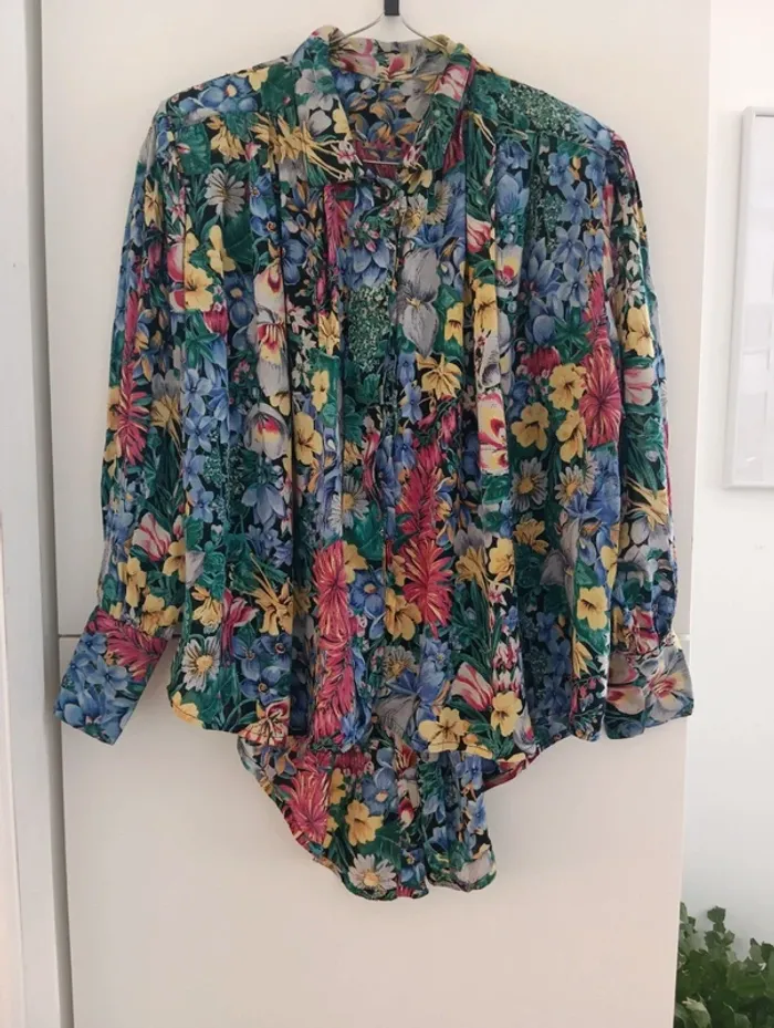 Chemise vintage fleurs multicolores - photo numéro 2