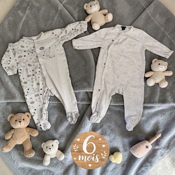 Lot de pyjamas fins mixtes ouverture devant - T6mois - Kiabi et baby club 