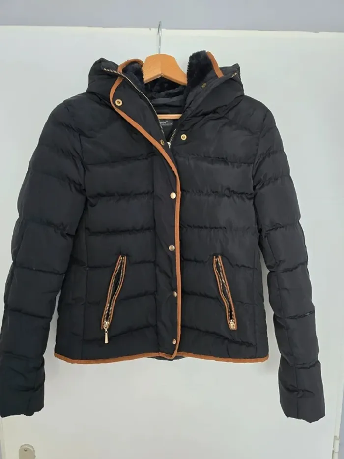 Doudoune impermeable noir et marron