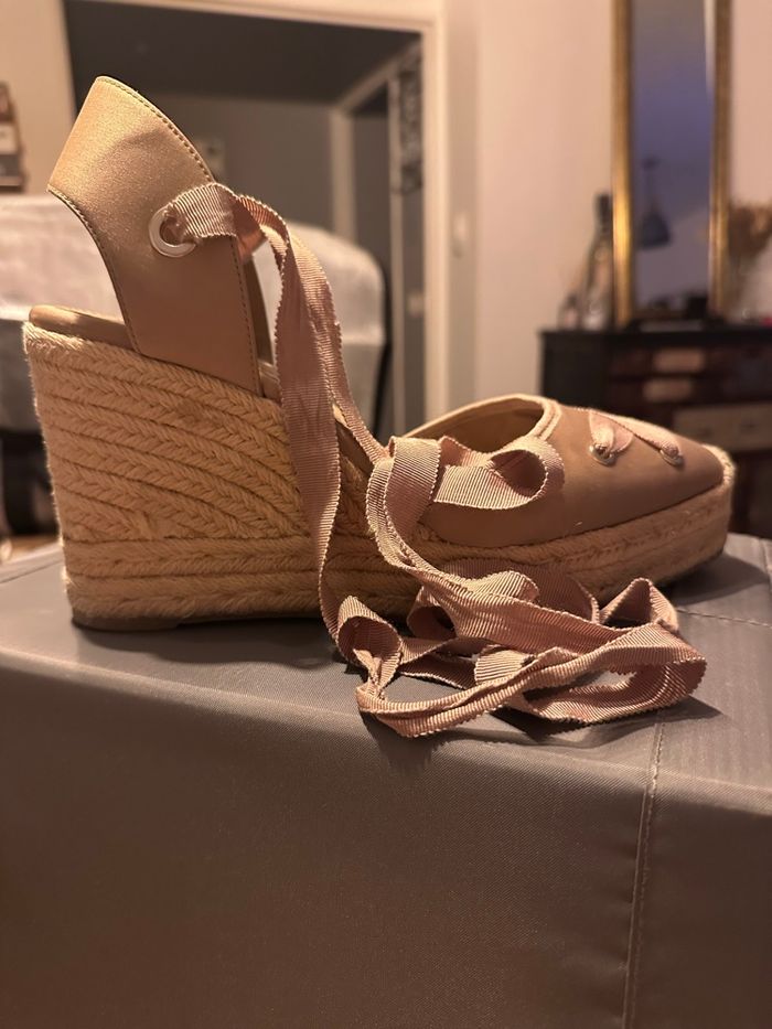 Espadrilles ballerines à talons ZARA beige taille 40 - photo numéro 4