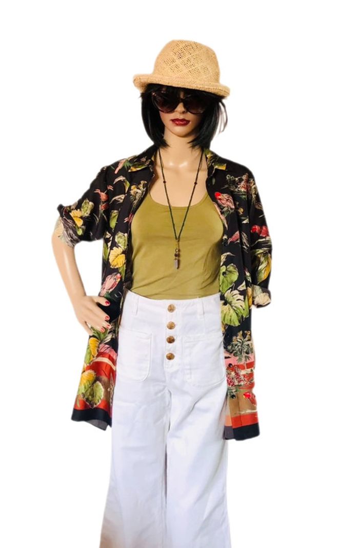 🌿🦜Chemise esprit Jungle Chic Zara tropical shirt🌿🦜 - photo numéro 5