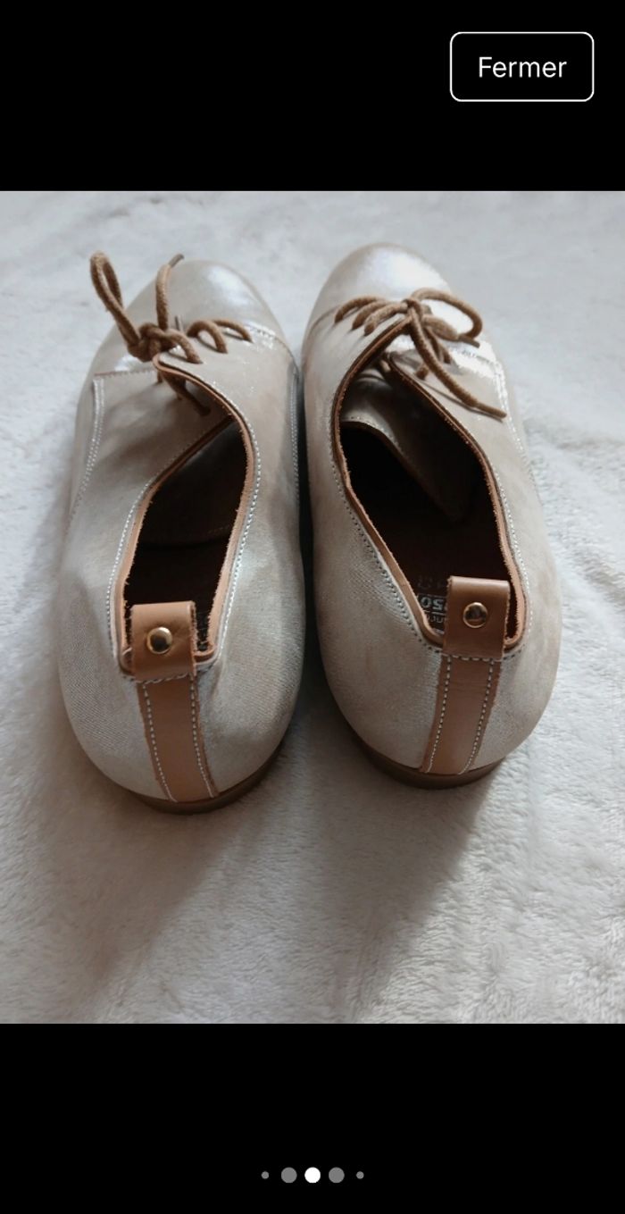 Derbies cuir beige brillant - photo numéro 3