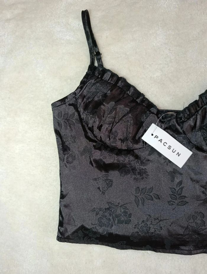 Croc top haut noir sexy style lingerie LA Hearts S fines bretelles neuf avec étiquette - photo numéro 4