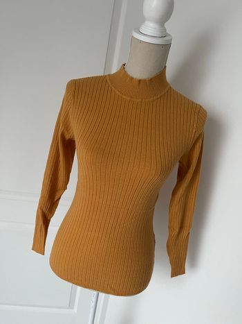 Pull col cheminée moutarde 