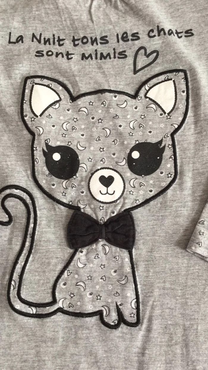 Chemise de nuit grise chat 🐈 8 ans Tissaia - photo numéro 2