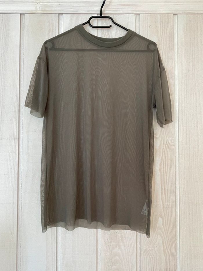 T-shirt MC filet transparent kaki - Ardene - S