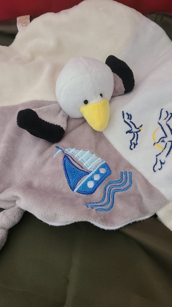 RODA RODADOU DOUDOU OISEAU MOUETTE BLANC PLAT ROND 30CM - photo numéro 3