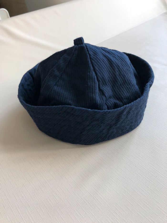 Bonnet chapeau bébé marine - photo numéro 2