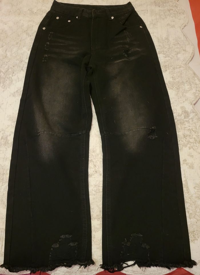 Jeans en denim noir forme carotte