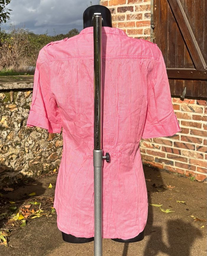 Blouse blanche et rose à rayures – Camaïeu – Taille 40 - photo numéro 5
