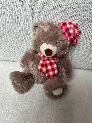 Peluche ours noeud vichy rouge