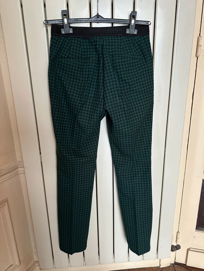 Pantalon cigarette zara taille S a carreaux noir et vert - photo numéro 3
