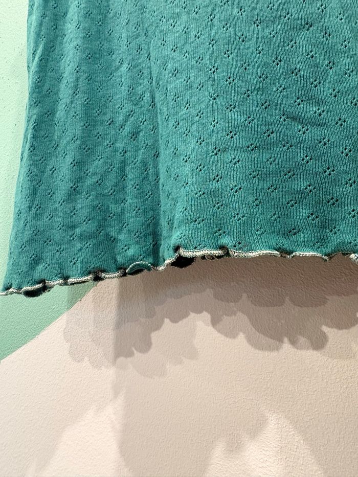 top vert volanté tape à l’œil 12 ans broderie perroquet - photo numéro 3