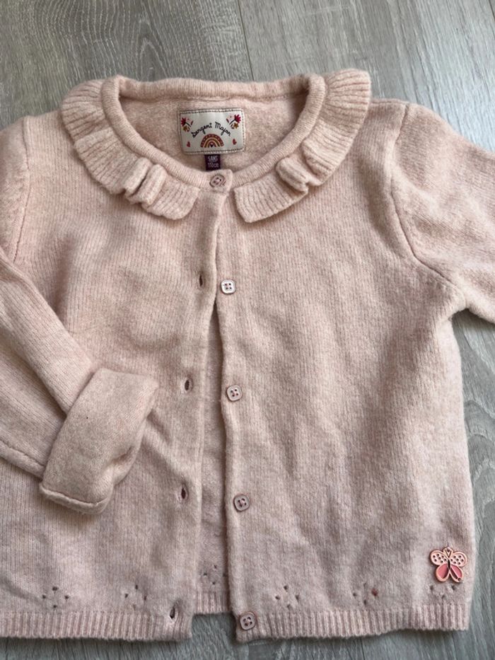 Gilet fille rose pale laine 5 ans - photo numéro 3