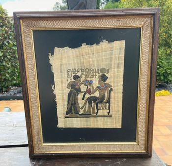 Tableau bois avec papyrus