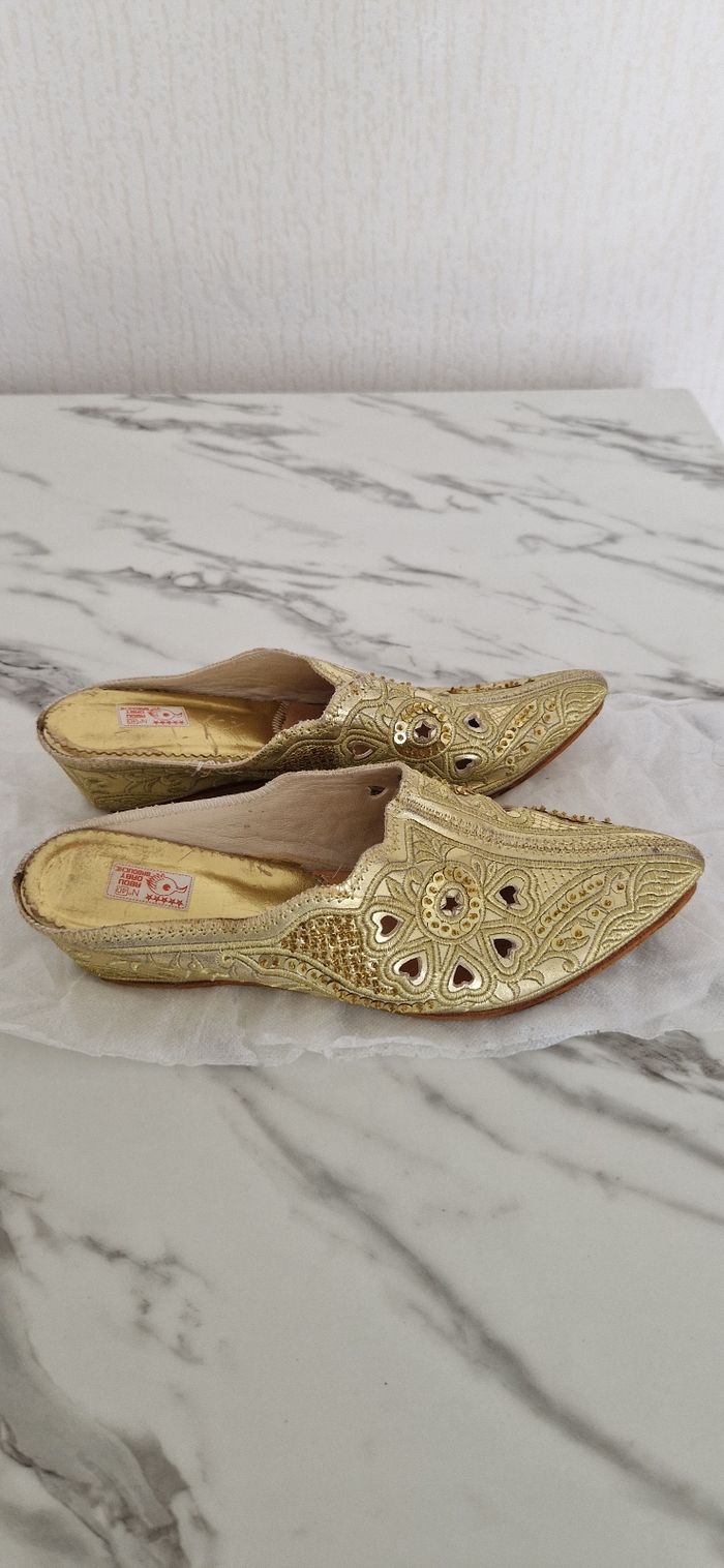 Babouches dorées compensées - photo numéro 3