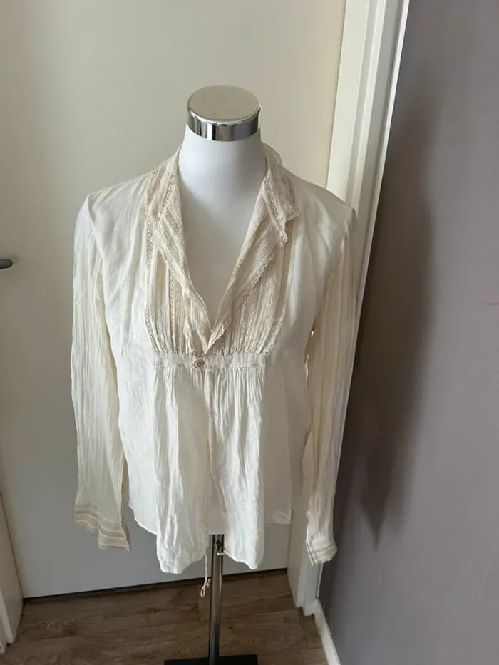 Blouse baby doll beige taille 40 - photo numéro 3