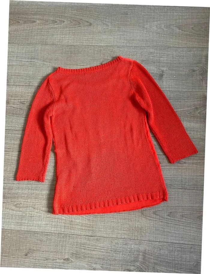 Pull orange avec dentelle et manches 3/4 Bréal taille 36 bon état (petit défaut) - photo numéro 12