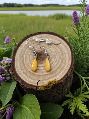 Boucles Goutte Jaune – Inox Platine