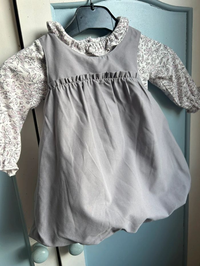 Ensemble tee shirt manches longues et robe mauve, 6 mois - photo numéro 10