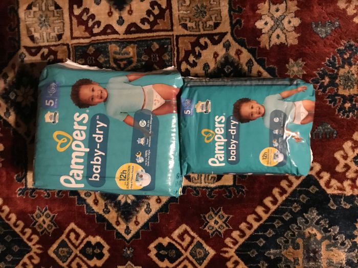 neuf lot de 2 paquets de couches pampers baby dry taille 5 soit 59 couches - photo numéro 2