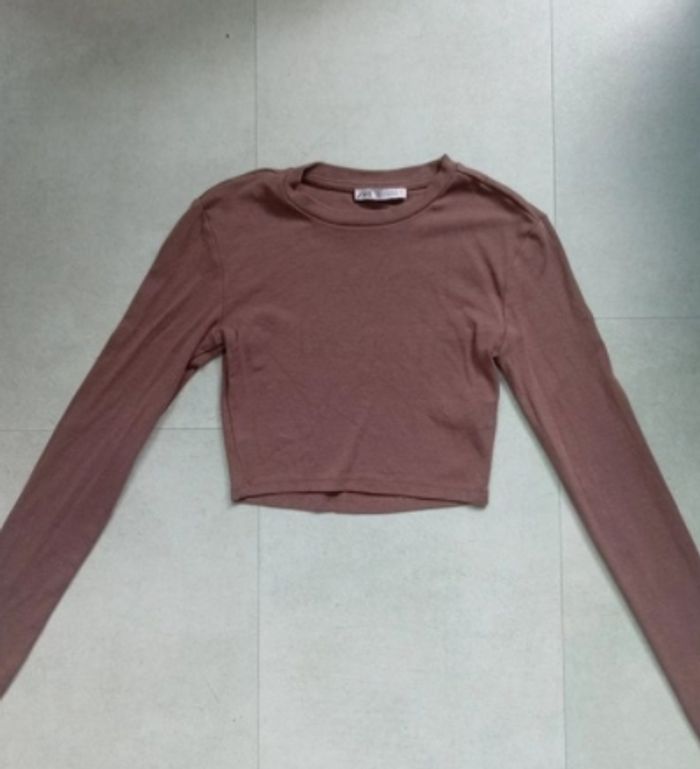T shirt manches longues cropped taille S