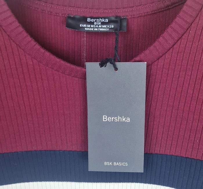 Robe, Tunique Rayée Façon Pull, Manche 3/4, Bershka, Taille M - photo numéro 7