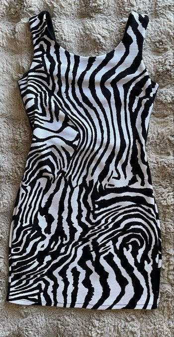 Robe Courte Zébrée Noir&Blanc Taille 36/38 Femme Made in Italy