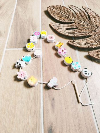 🪡Lot de perles en bois animaux et fleurs à enfiler