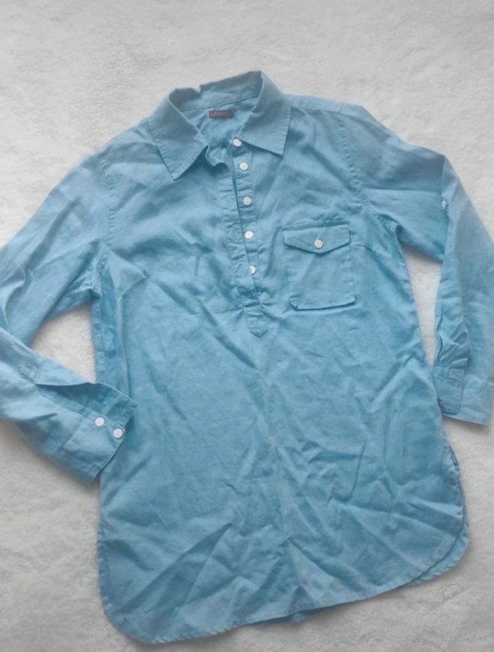 Chemise blouse chemisier La Naturelle M 100% lin bleu clair pastel - photo numéro 2