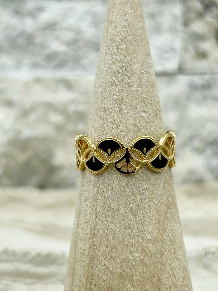 Bague dorée  et noire en acier inoxydable